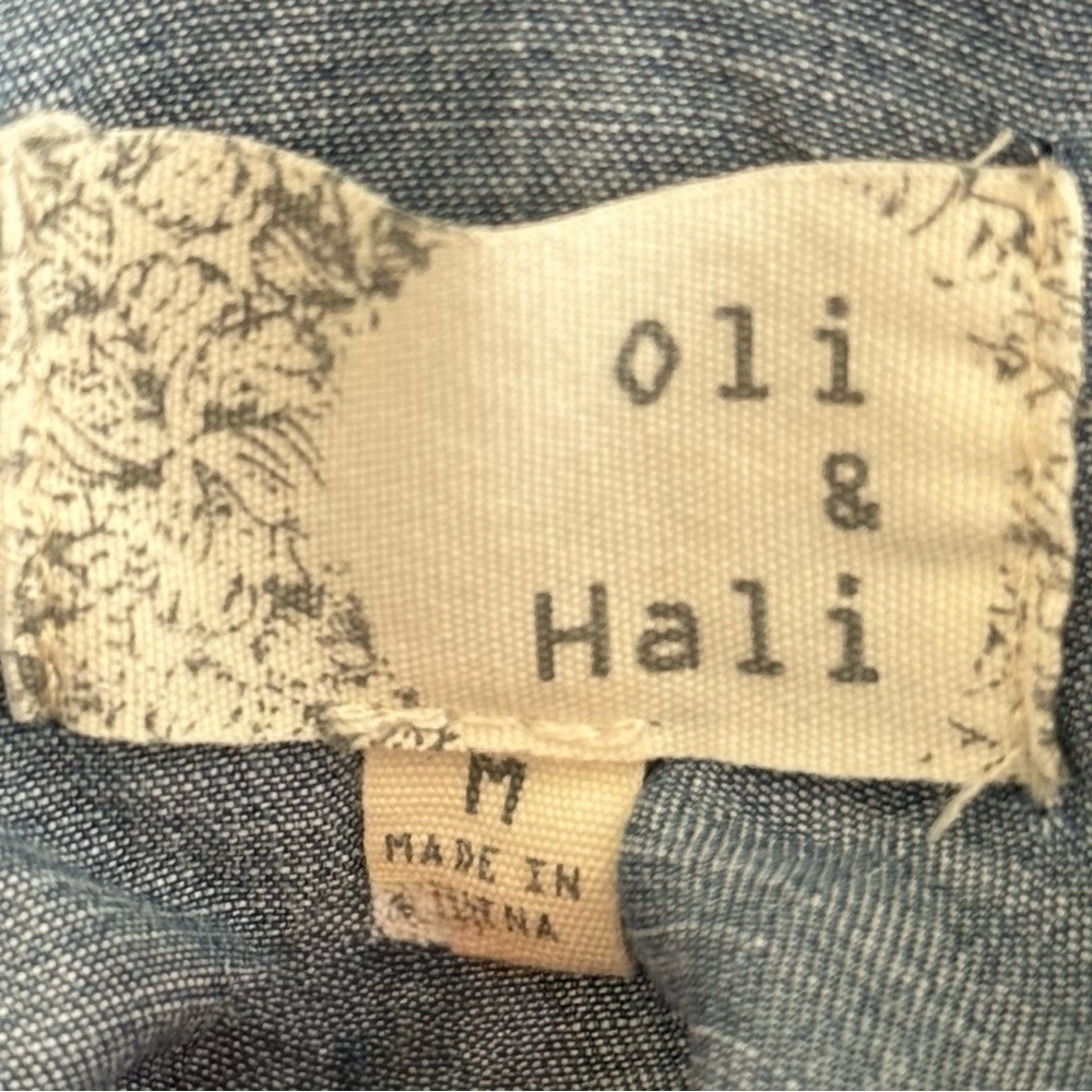 Oli & Hali Bubble Sleeve Tencel 
Chambray Denim Mini Shirt Dress - Picture 9 of 11